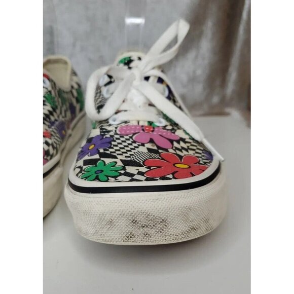 Vans Authentic Printed Floral/Check Men's Classic Skate Shoes Size 10 red green - Picture 3 of 11